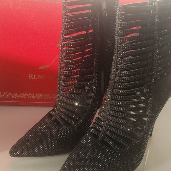 ❌SOLD❌RENÉ CAOVILLA Strass Cage Ankle Boots Black - Picture 6 of 6